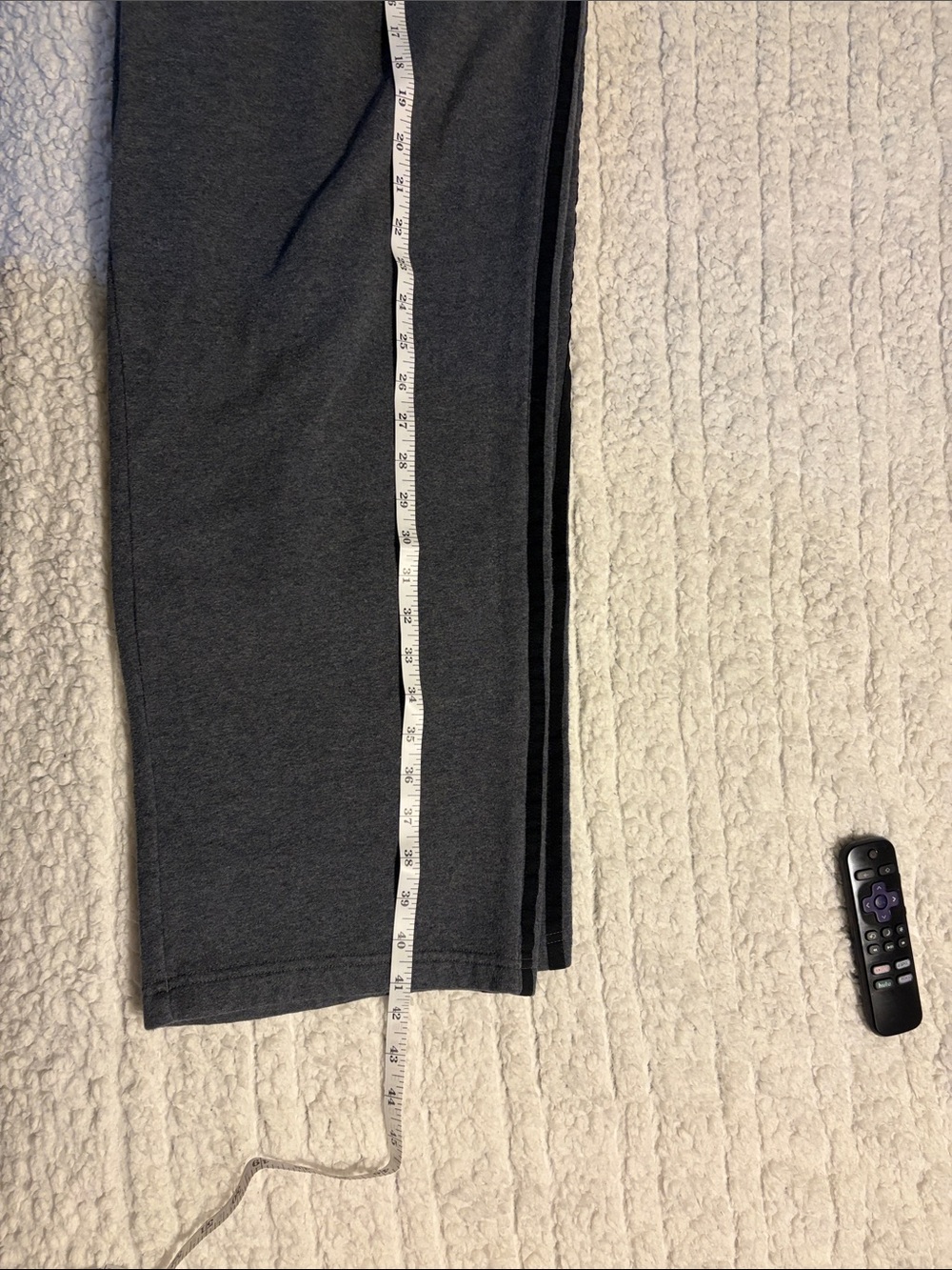 adidas Dark Gray Fleece Track Pants with Black Stripes - Picture 5 of 5